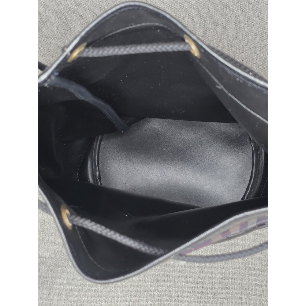 Burberry Vintage Nova Check Canvas Leather Bucket Drawstring Bag Made in England - Picture 3 of 8